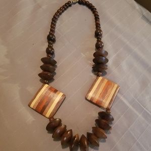 Wood bead vintage necklace